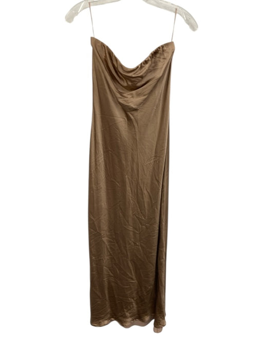 Reformation Size S Beige Silk Satin Strapless Column Maxi Dress Beige / S