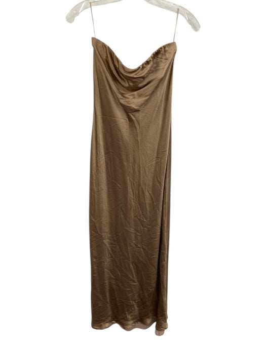 Reformation Size S Beige Silk Satin Strapless Column Maxi Dress Beige / S