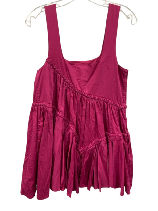 Aje Size 6 Fuchsia Pink Cotton Sleeveless Braided detail Gathered Pleats Dress Fuchsia Pink / 6