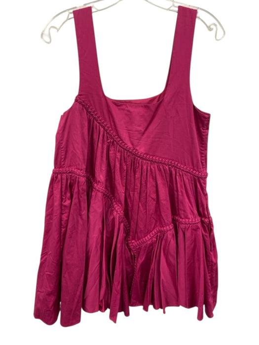 Aje Size 6 Fuchsia Pink Cotton Sleeveless Braided detail Gathered Pleats Dress Fuchsia Pink / 6