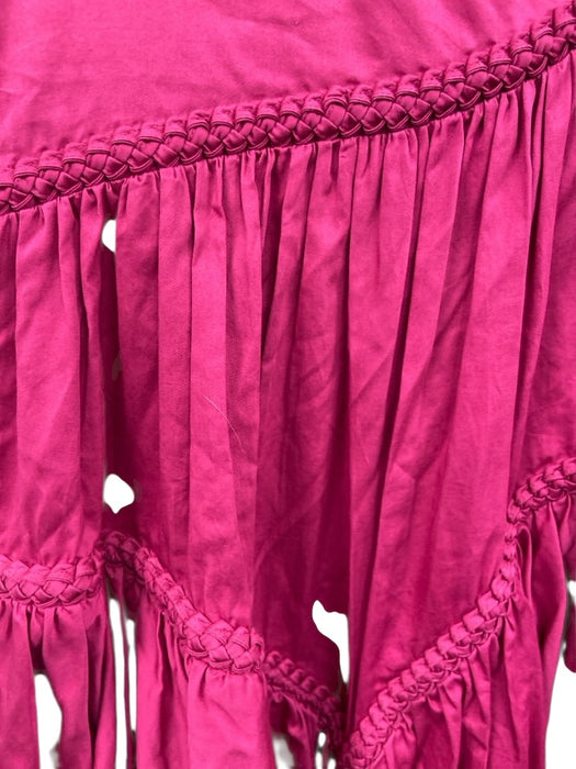 Aje Size 6 Fuchsia Pink Cotton Sleeveless Braided detail Gathered Pleats Dress Fuchsia Pink / 6