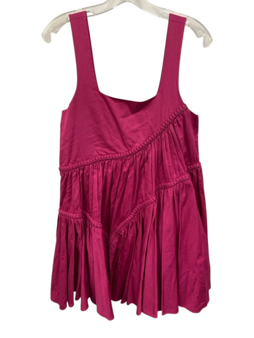 Aje Size 6 Fuchsia Pink Cotton Sleeveless Braided detail Gathered Pleats Dress Fuchsia Pink / 6