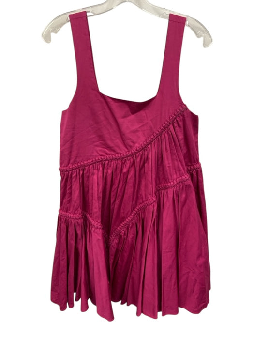 Aje Size 6 Fuchsia Pink Cotton Sleeveless Braided detail Gathered Pleats Dress Fuchsia Pink / 6
