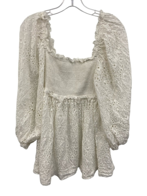Zimmermann Size 1 White Cotton & Silk Eyelet Long Balloon Sleeve Dress White / 1