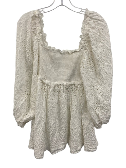 Zimmermann Size 1 White Cotton & Silk Eyelet Long Balloon Sleeve Dress White / 1