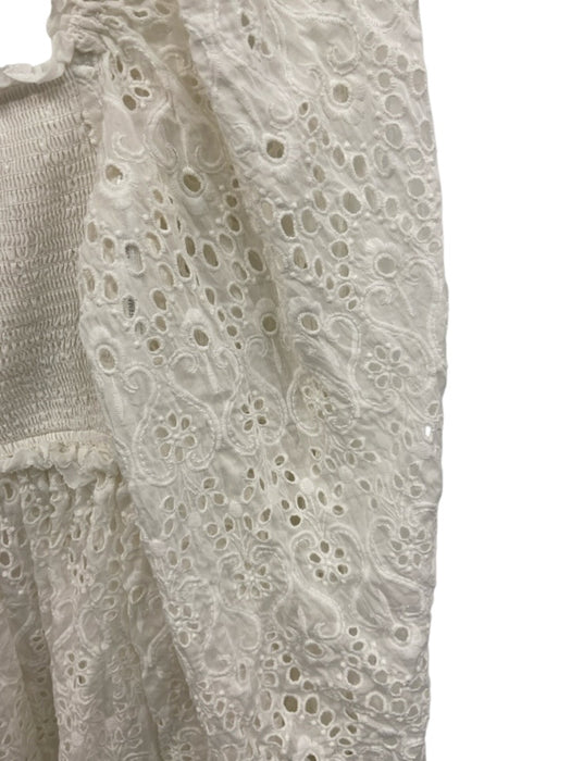 Zimmermann Size 1 White Cotton & Silk Eyelet Long Balloon Sleeve Dress White / 1