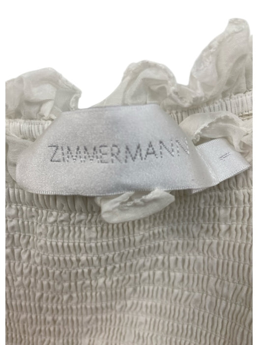 Zimmermann Size 1 White Cotton & Silk Eyelet Long Balloon Sleeve Dress White / 1