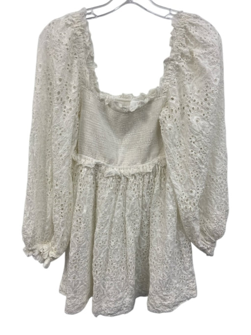 Zimmermann Size 1 White Cotton & Silk Eyelet Long Balloon Sleeve Dress White / 1