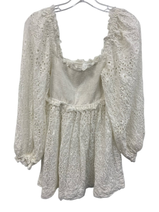 Zimmermann Size 1 White Cotton & Silk Eyelet Long Balloon Sleeve Dress White / 1