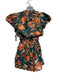 Ulla Johnson Size 4/8 Teal & Orange Cotton Floral Puff Cap Sleeve Short Set Teal & Orange / 4/8