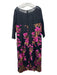 JS Collections Size 18W Black, Pink, Orange Polyester Embroidered Floral Dress Black, Pink, Orange / 18W