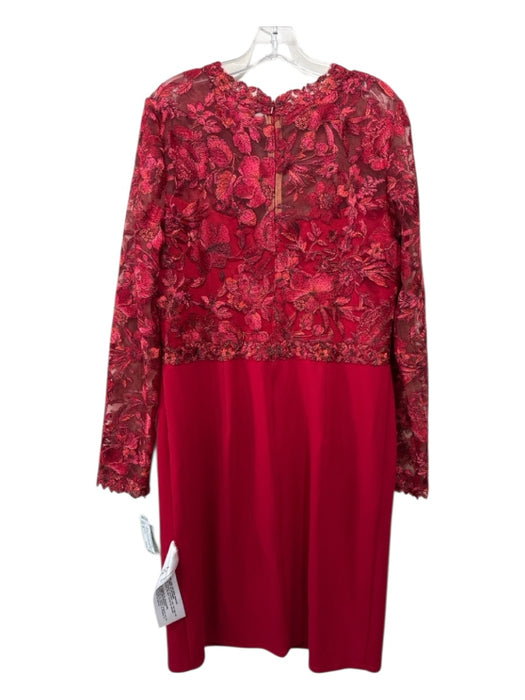 Tadashi Shoji Size 16 Red Polyester Blend Fabric Block Floral Lace Dress Red / 16