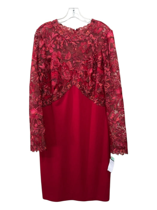 Tadashi Shoji Size 16 Red Polyester Blend Fabric Block Floral Lace Dress Red / 16