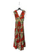 Warm Size 0 Orange & Green Cotton Floral V Neck & Back Sleeveless Maxi Dress Orange & Green / 0
