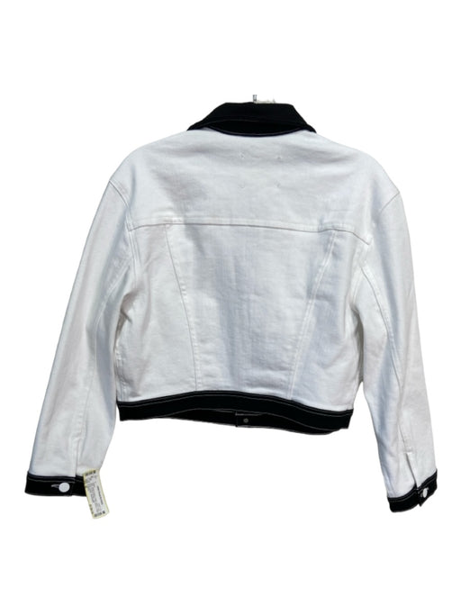 L'agence Size M White & Black Cotton Denim Color Block Breast Pockets Jacket White & Black / M