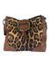 Dolce & Gabbana Brown & Multi Leather Canvas Cheetah Logo Pewter Hardware Bag Brown & Multi / Medium