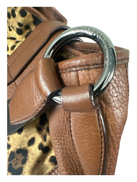 Dolce & Gabbana Brown & Multi Leather Canvas Cheetah Logo Pewter Hardware Bag Brown & Multi / Medium