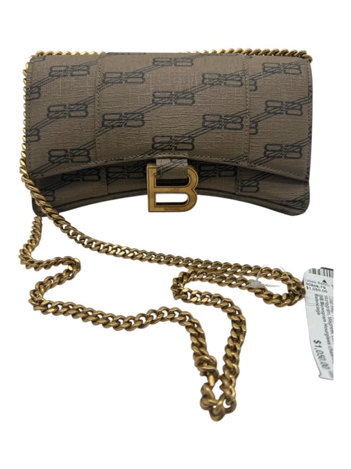 Balenciaga Taupe Coated Leather Monogram Magnetic Close Chain Bag Taupe