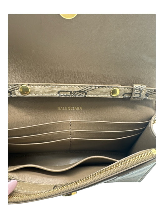 Balenciaga Taupe Coated Leather Monogram Magnetic Close Chain Bag Taupe