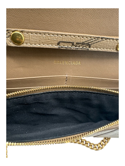 Balenciaga Taupe Coated Leather Monogram Magnetic Close Chain Bag Taupe