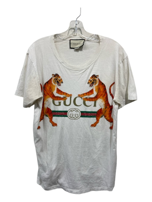 Gucci Size S White Cotton Logo Tiger Top White / S