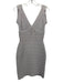 Herve Leger Size M Beige Rayon Blend Bandage V Neck Above Knee Dress Beige / M