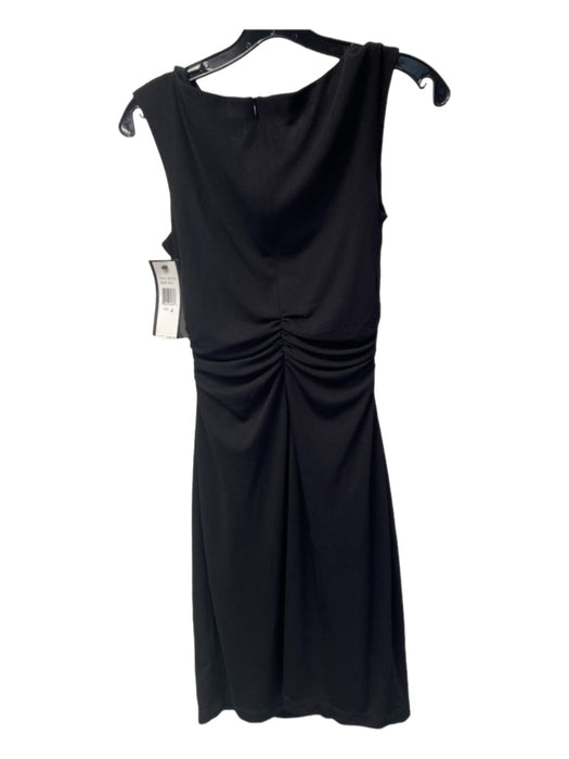 David Meister Size 4 Black Polyester Cowl Neck Cap Sleeve Ruched side Dress Black / 4