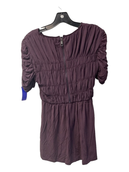 Burberry Size M Dark Purple Viscose Round Neck Short Sleeve Ruched Sleeve Dress Dark Purple / M
