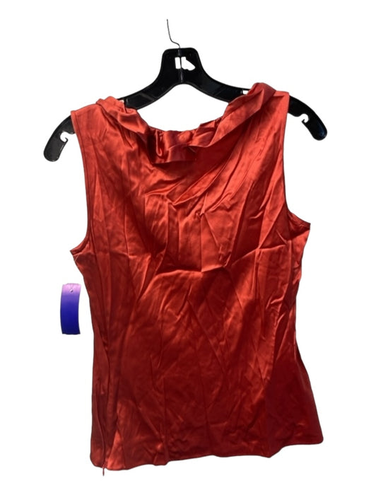 Armani Collezioni Size 6 Red Silk U Neck Sleeveless Ruffle Detail Side Zip Top Red / 6