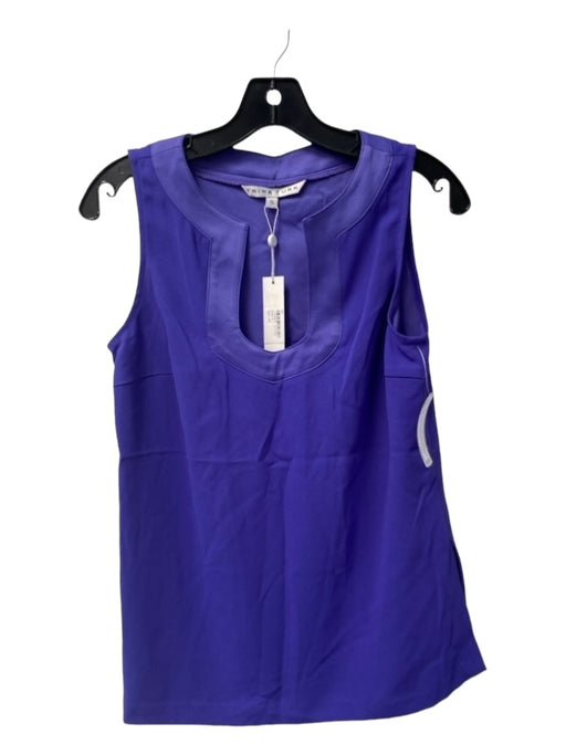 Trina Turk Size S Purple Polyester Round V Neck Sleeveless Side Slit Top Purple / S