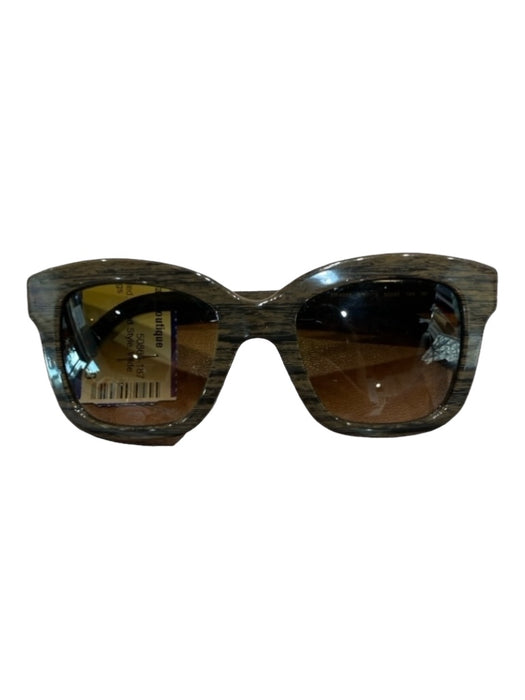 Stella McCartney Brown Plastic Tinted Wood Style Wide Band Sunglasses Brown