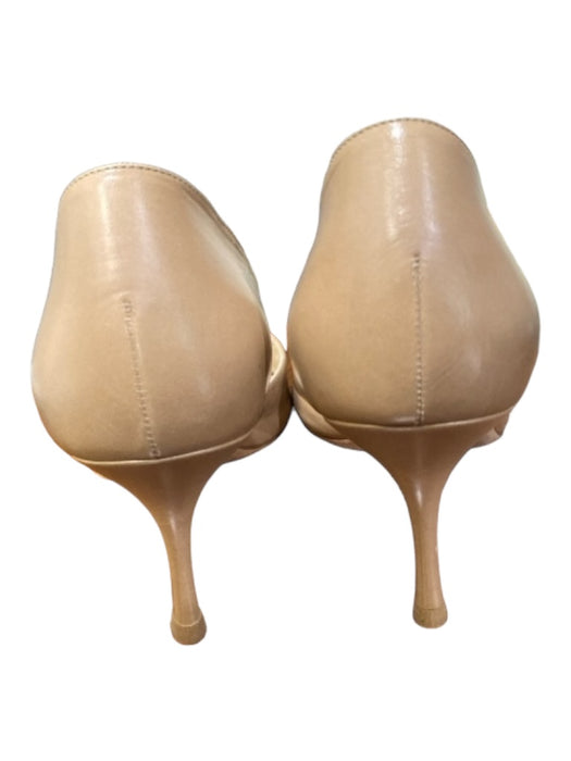 Jimmy Choo Shoe Size 39 Tan Leather Peep Toe Open side Pump Shoes Tan / 39