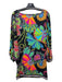 Trina Turk Size M Black & Neon Nylon tropical floral Wide Neck Flowy Top Black & Neon / M