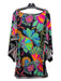 Trina Turk Size M Black & Neon Nylon tropical floral Wide Neck Flowy Top Black & Neon / M