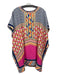 Trina Turk Size XS/S Blue, Pink, Orange, Yellow Silk Geometric V Neck Flowy Top Blue, Pink, Orange, Yellow / XS/S