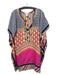 Trina Turk Size XS/S Blue, Pink, Orange, Yellow Silk Geometric V Neck Flowy Top Blue, Pink, Orange, Yellow / XS/S