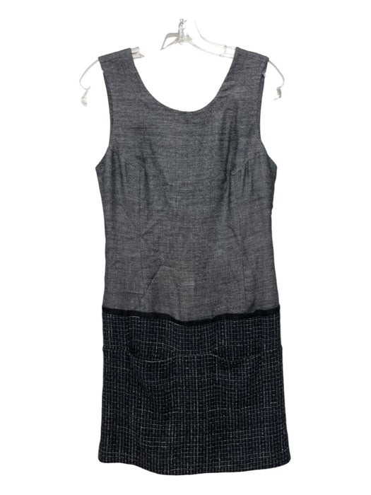 theysken's theory Size 6 Black & White Cotton Blend Heathered tweed V Back Dress Black & White / 6