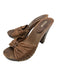 Miu Miu Shoe Size 8 Brown Leather & Wood Open Toe & Heel Stud Detail Pumps Brown / 8