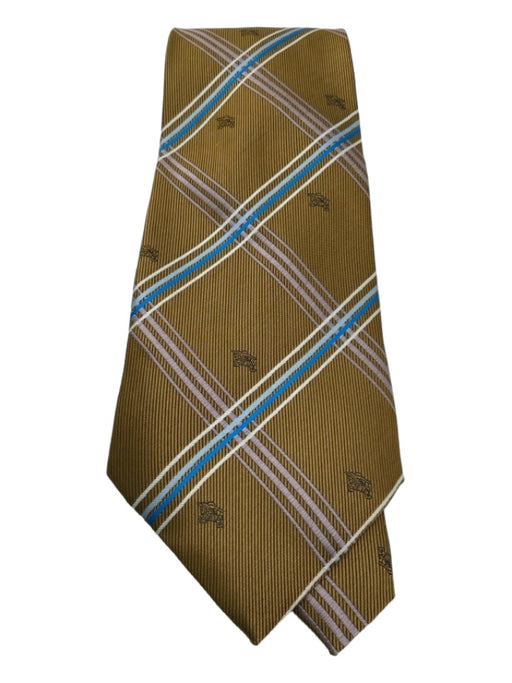 Burberry Gold & Blue Silk Plaid Men's Ties