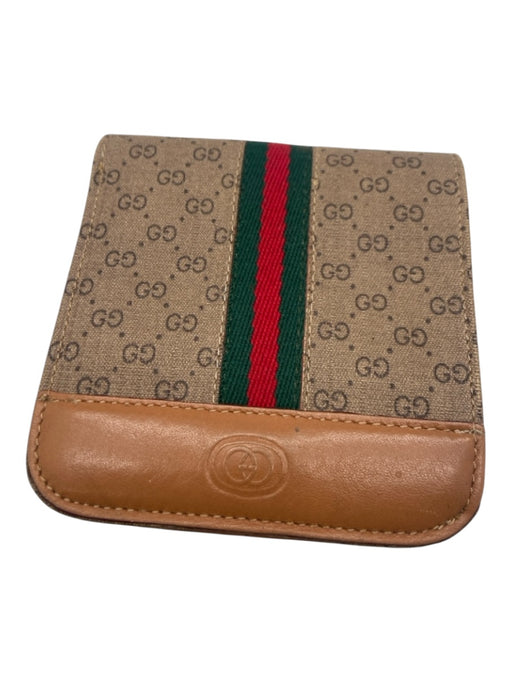 Gucci Brown, Green, Red Coated Canvas & Leather Micro Guccissima Bi-Fold Wallets Brown, Green, Red