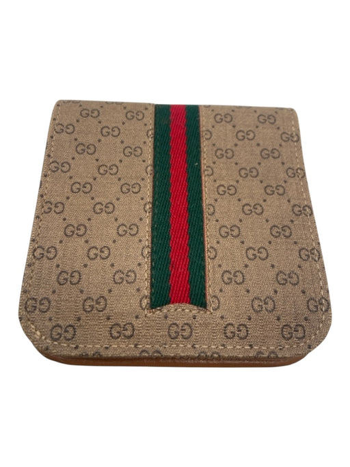 Gucci Brown, Green, Red Coated Canvas & Leather Micro Guccissima Bi-Fold Wallets Brown, Green, Red