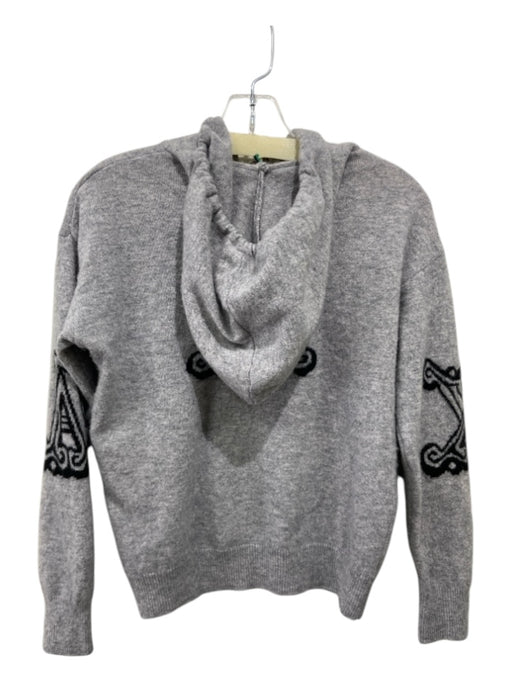 Max Mara Size XS/S Gray & Black Wool Heathered Hood Ribbed Trim Sweatshirt Gray & Black / XS/S