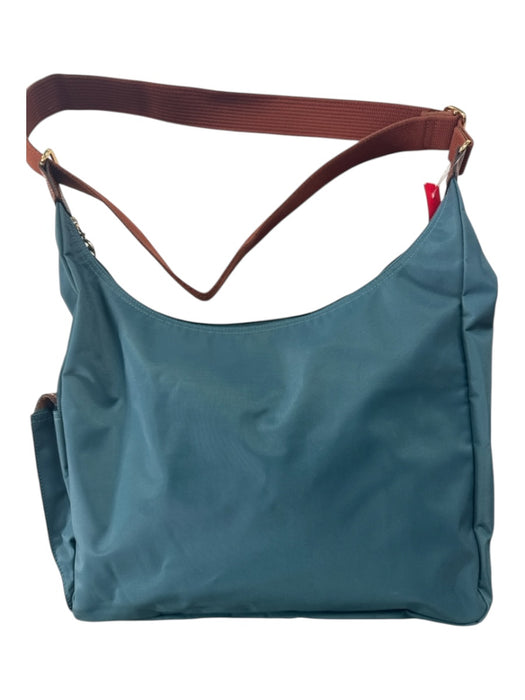 Longchamp Teal & Brown Nylon Zip Close Shoulder Bag Bag Teal & Brown / M