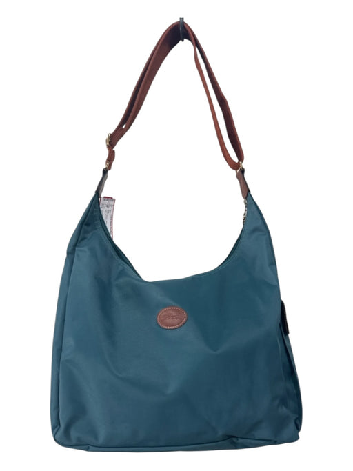 Longchamp Teal & Brown Nylon Zip Close Shoulder Bag Bag Teal & Brown / M