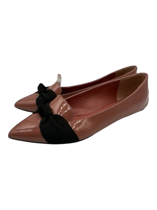 Burberry Shoe Size 37 Mauve Pink & Black Patent Leather Knot Detail Driver Flats Mauve Pink & Black / 37