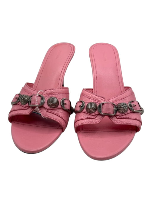 Balenciaga Shoe Size 39.5 Pink Leather open toe Studs Low Heel Mule Pumps Pink / 39.5