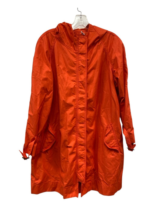 Moncler Size 5 Hot Orange Cotton Blend Solid Hooded Zip & Snap Closure Jacket Hot Orange / 5