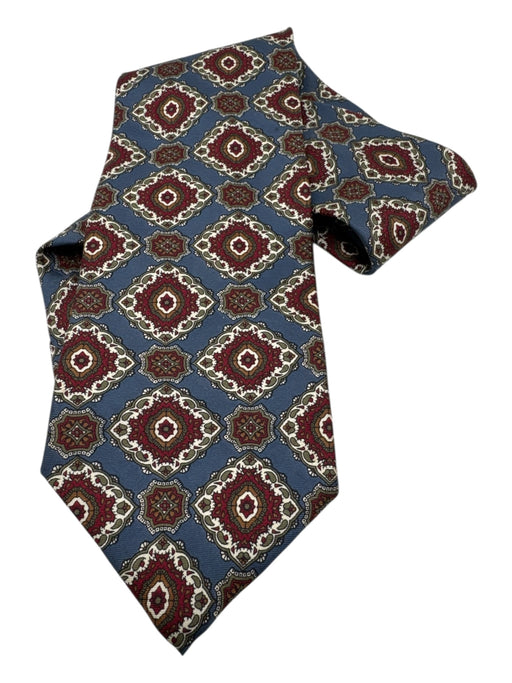 Christian Dior Blue, Red, Multi Silk All Over Print Men's Tie Blue, Red, Multi
