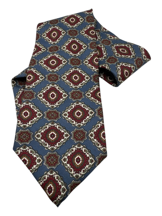 Christian Dior Blue, Red, Multi Silk All Over Print Men's Tie Blue, Red, Multi
