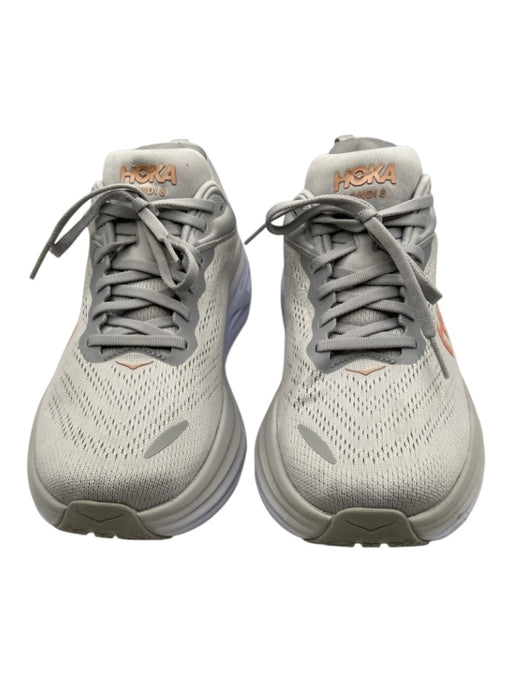 Hoka Shoe Size 9.5 Light Blue Gray Synthetic Knit Rubber Sole Laces Sneakers Light Blue Gray / 9.5